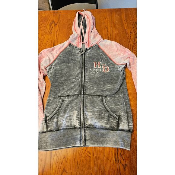 Harley Davidson pink and gray washout bling sweatshirt - Picture 2 of 4
